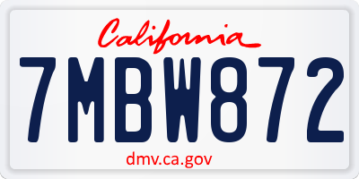 CA license plate 7MBW872