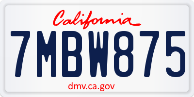 CA license plate 7MBW875