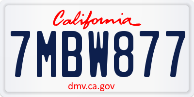 CA license plate 7MBW877