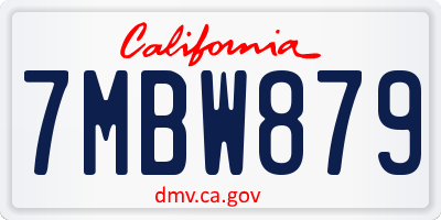 CA license plate 7MBW879