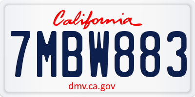 CA license plate 7MBW883