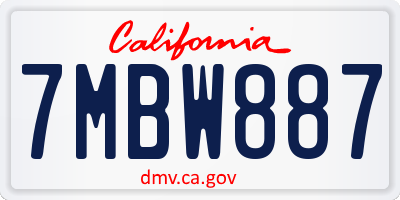CA license plate 7MBW887