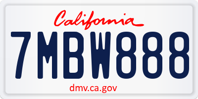 CA license plate 7MBW888