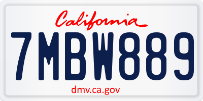 CA license plate 7MBW889