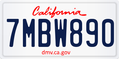 CA license plate 7MBW890