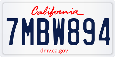 CA license plate 7MBW894