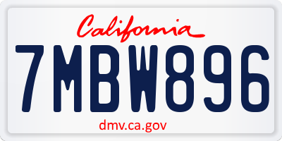 CA license plate 7MBW896