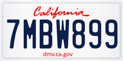 CA license plate 7MBW899