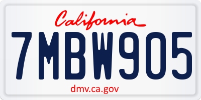 CA license plate 7MBW905