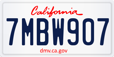 CA license plate 7MBW907