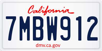 CA license plate 7MBW912