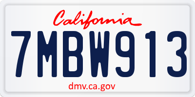 CA license plate 7MBW913