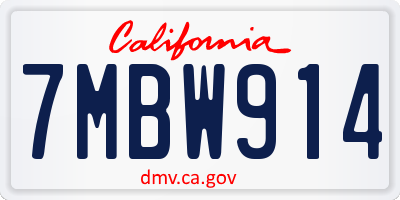 CA license plate 7MBW914