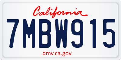 CA license plate 7MBW915