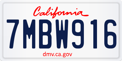 CA license plate 7MBW916