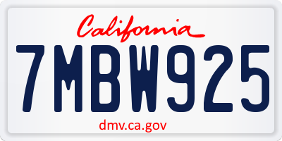 CA license plate 7MBW925