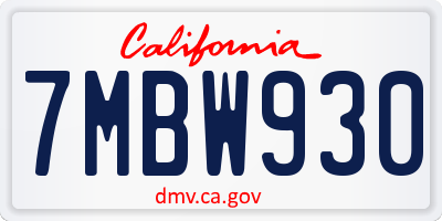 CA license plate 7MBW930