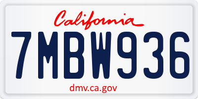 CA license plate 7MBW936