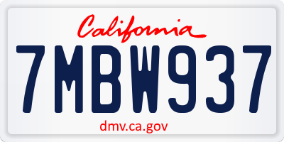 CA license plate 7MBW937