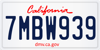 CA license plate 7MBW939