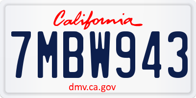 CA license plate 7MBW943