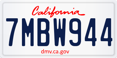 CA license plate 7MBW944