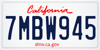 CA license plate 7MBW945
