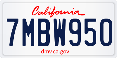CA license plate 7MBW950