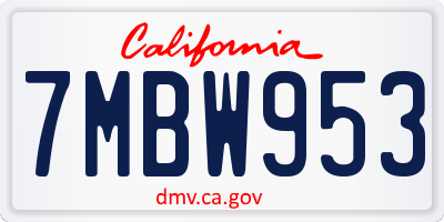 CA license plate 7MBW953