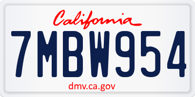 CA license plate 7MBW954
