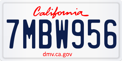 CA license plate 7MBW956