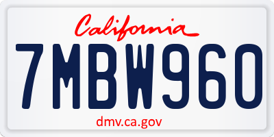 CA license plate 7MBW960