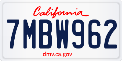 CA license plate 7MBW962