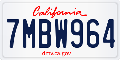 CA license plate 7MBW964