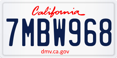 CA license plate 7MBW968