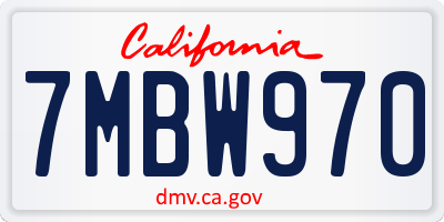 CA license plate 7MBW970