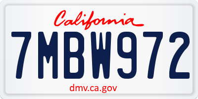 CA license plate 7MBW972