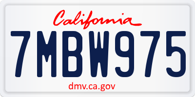 CA license plate 7MBW975