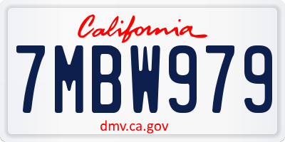 CA license plate 7MBW979