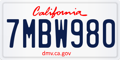 CA license plate 7MBW980