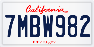 CA license plate 7MBW982