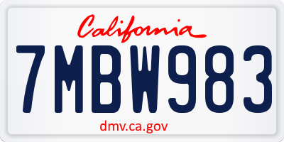 CA license plate 7MBW983