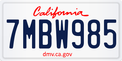 CA license plate 7MBW985