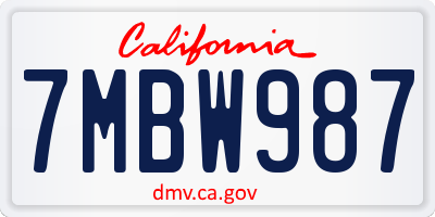 CA license plate 7MBW987