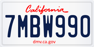CA license plate 7MBW990