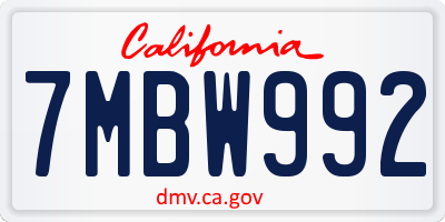 CA license plate 7MBW992