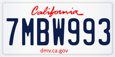 CA license plate 7MBW993