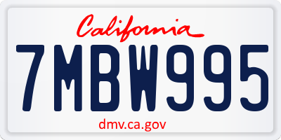 CA license plate 7MBW995