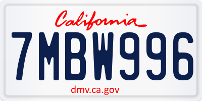 CA license plate 7MBW996