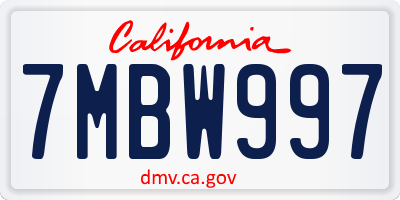 CA license plate 7MBW997
